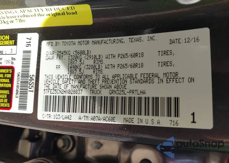 2017 Toyota Tacoma Limited from USA, damaged, VIN 5TFEZ5CN2HX028837